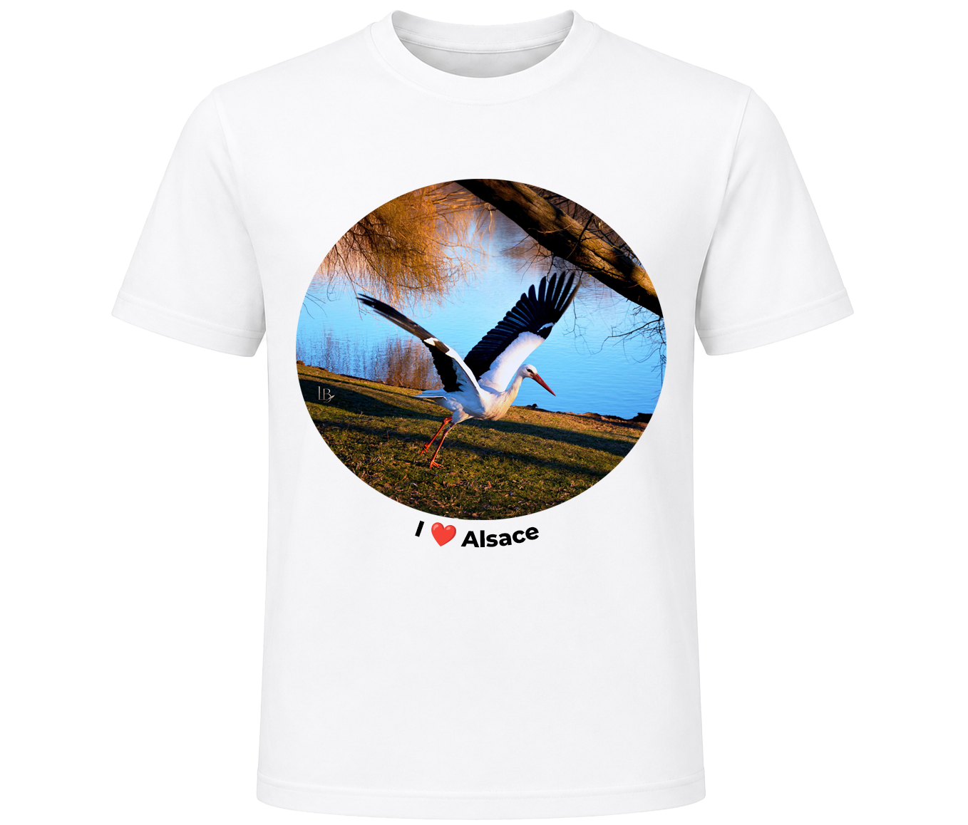 Cigogne - T-shirt Blanc T-shirt Cigogne Alsacienne (par Laurence Brugger) – Image 1