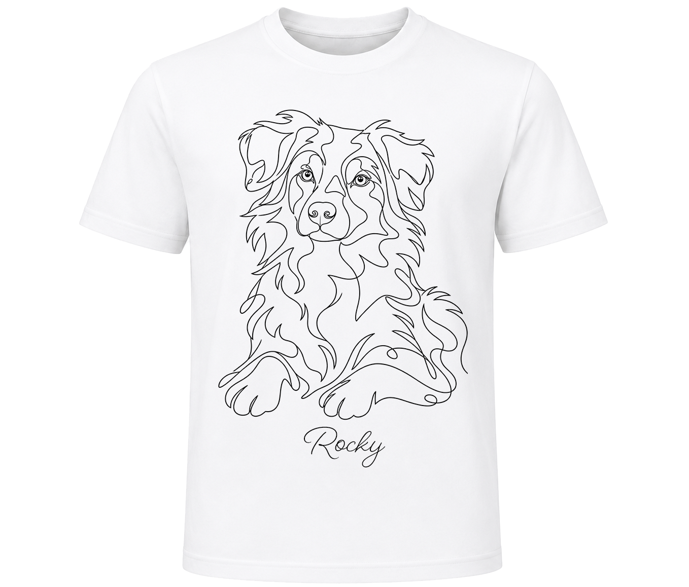 Line Art Animal - Blanc T-shirt de ton animal de compagnie en Line Art – Image 1