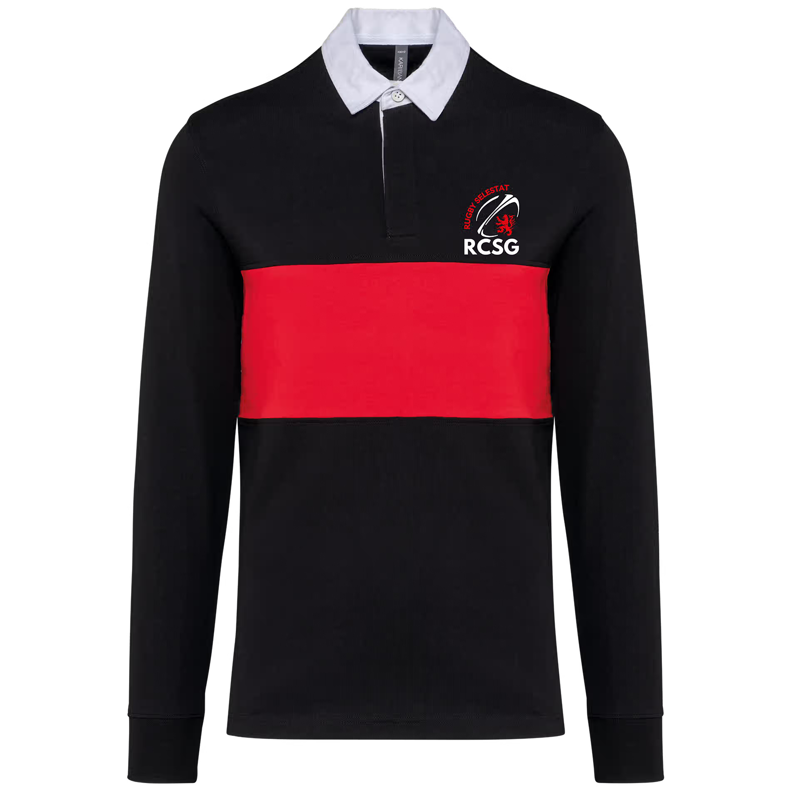 PS_PA429_BLACK-SPORTYRED Polo Rugby manches longues – Image 1